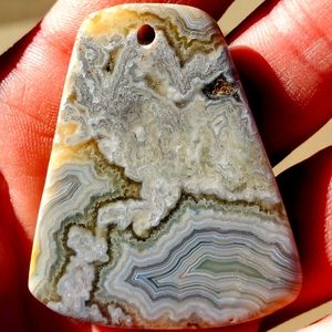 New Mexican Crazy Lace Agate Fan-shape Pendant.
